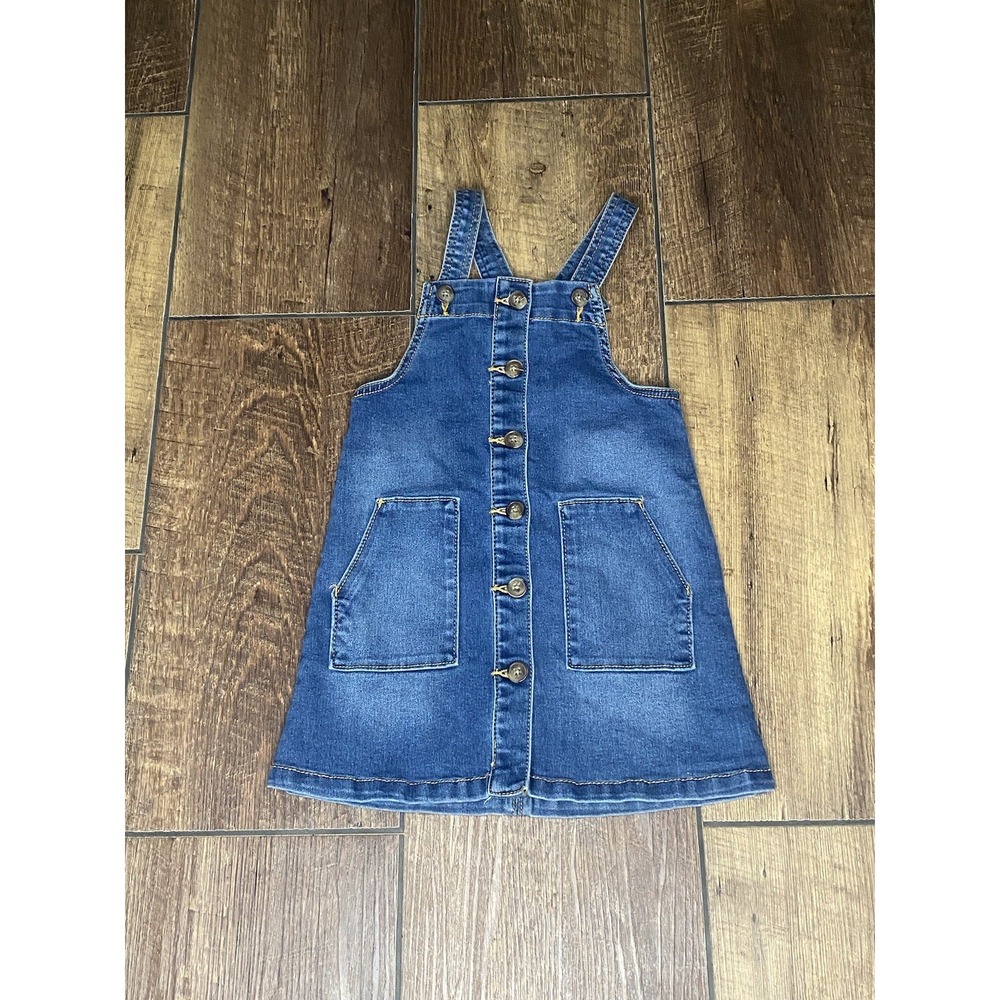 Wonder Nation Girls Sz 5T Denim Overall Dress Fall Thanksgiving